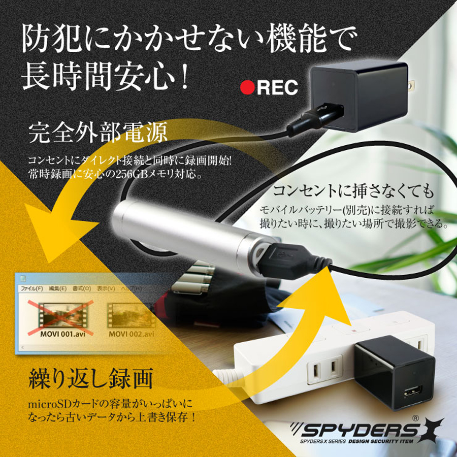 SC88 ST Pro 本体と　アダプターのみ(アダプター変更あり） M-963 | フルHD録画対応USB-ACアダプター偽装小型カメラ【SALE