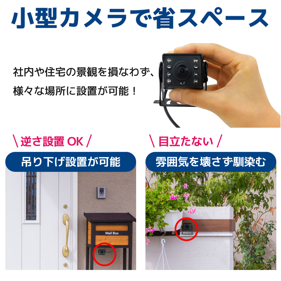 ワイヤレス2台！ CA-960A-R中古　防犯カメラ　販売機や店内に。監視カメラ SEC-W-2P-TFAI7HL | ワイヤレス200万画素AI機能付きカメラ2台＋7インチ