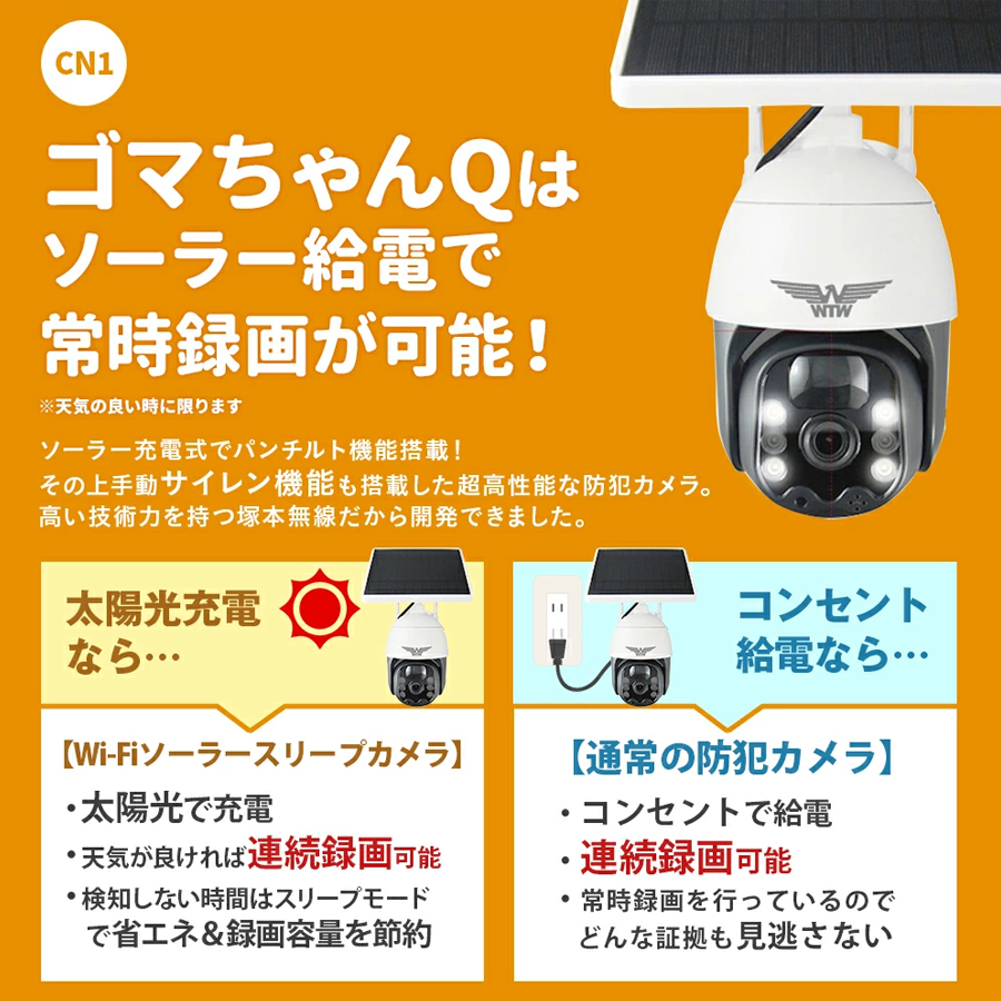 防犯カメラ 300万高画素 太陽光充電 【ラッピング無料】 - 防犯カメラ